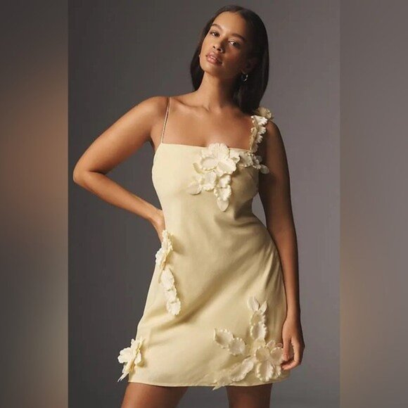 NWT Size S - Hutch 3D Floral Appliqué Linen Blend Dress (NWT US$ 218) - Picture 5 of 16